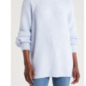Topshop Bouson Sleeve Boucle Mid Blue Sweater